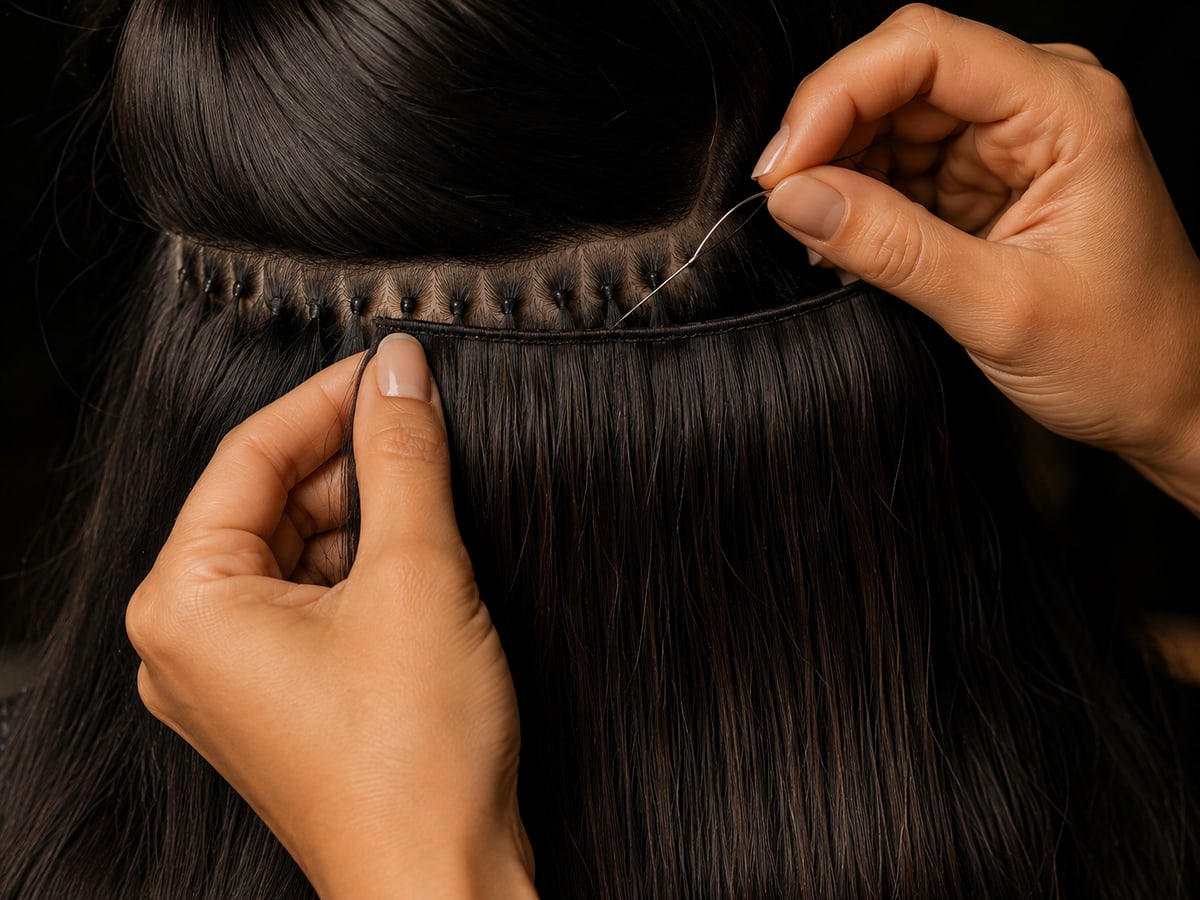 Aplicação de Mega Hair com ponto americano