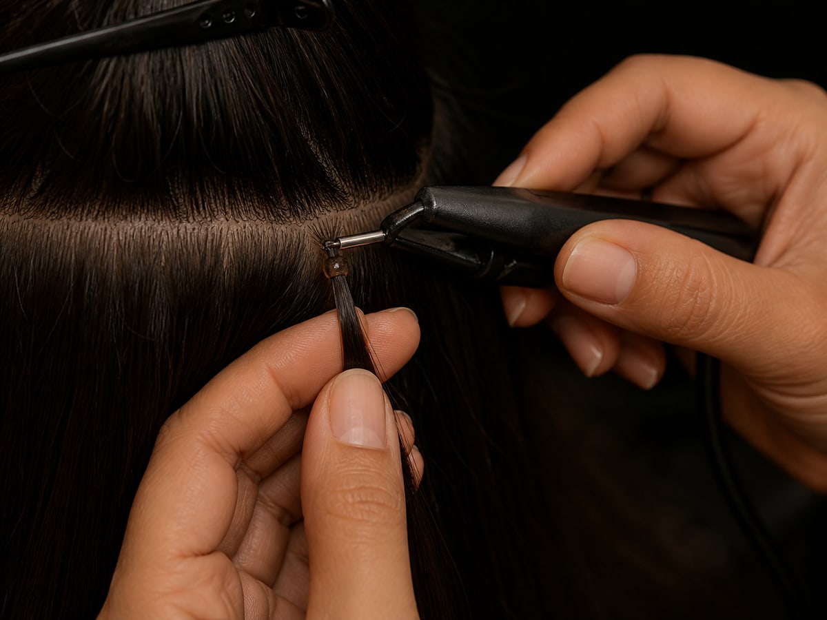 Aplicação de Mega Hair com queratina